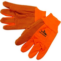 Double Palm Canvas Work Gloves w/ Black PVC Dots Orange